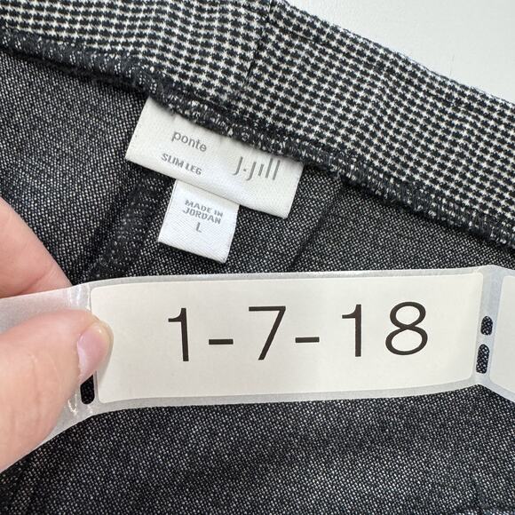 J Jill Ponte Pants Womens Large Black White Slim Leg Stretch Career Pull On - Picture 3 of 8